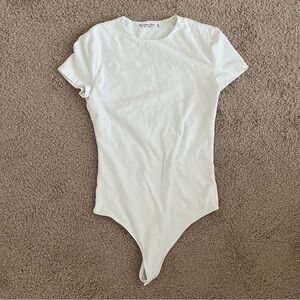 Abercrombie & Fitch White Crewneck Short Sleeve Soft Collection Bodysuit